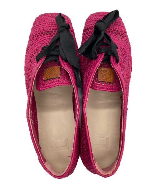LOEWE（ロエベ）LOEWE (ロエベ) ラフィア フラットシューズ ピンク サイズ:37の古着・服飾アイテム