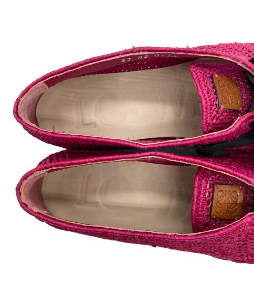 LOEWE（ロエベ）LOEWE (ロエベ) ラフィア フラットシューズ ピンク サイズ:37の古着・服飾アイテム