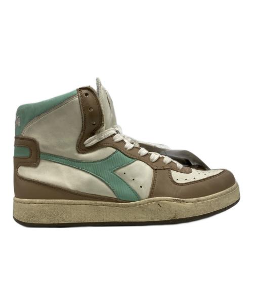 DIADORA HERITAGE（ディアドラ ヘリテージ）DIADORA HERITAGE (ディアドラ ヘリテージ) ユーズド加工ハイカットスニーカー ベージュ×グリーン サイズ:27の古着・服飾アイテム