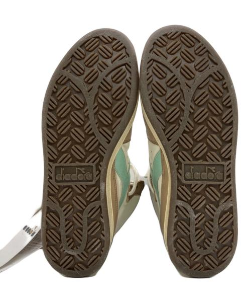DIADORA HERITAGE（ディアドラ ヘリテージ）DIADORA HERITAGE (ディアドラ ヘリテージ) ユーズド加工ハイカットスニーカー ベージュ×グリーン サイズ:27の古着・服飾アイテム