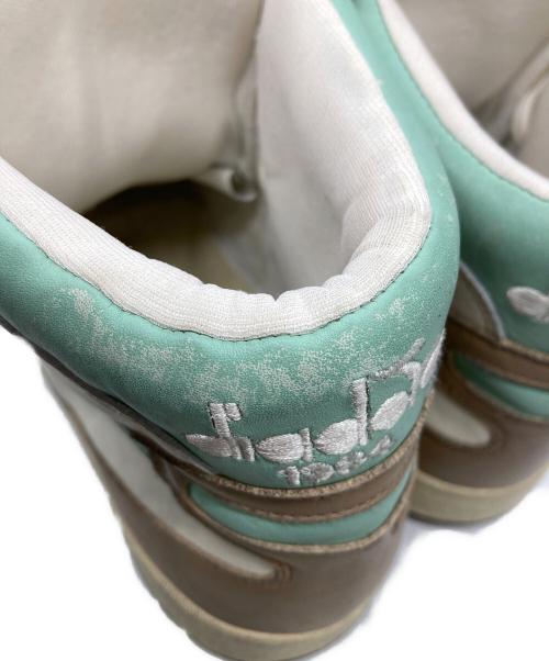 DIADORA HERITAGE（ディアドラ ヘリテージ）DIADORA HERITAGE (ディアドラ ヘリテージ) ユーズド加工ハイカットスニーカー ベージュ×グリーン サイズ:27の古着・服飾アイテム