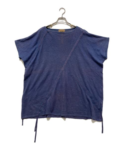 ISSEY MIYAKE（イッセイミヤケ）ISSEY MIYAKE (イッセイミヤケ) リネンノースリーブニットセットアップアップ パンツセット ブルー サイズ:表記なしの古着・服飾アイテム