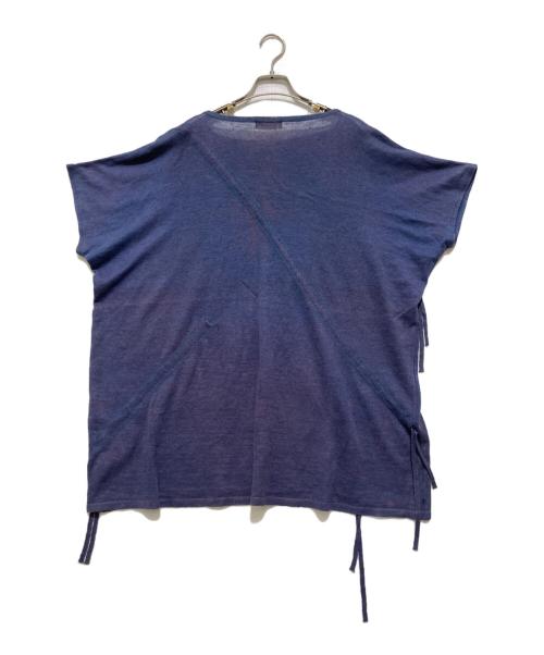 ISSEY MIYAKE（イッセイミヤケ）ISSEY MIYAKE (イッセイミヤケ) リネンノースリーブニットセットアップアップ パンツセット ブルー サイズ:表記なしの古着・服飾アイテム