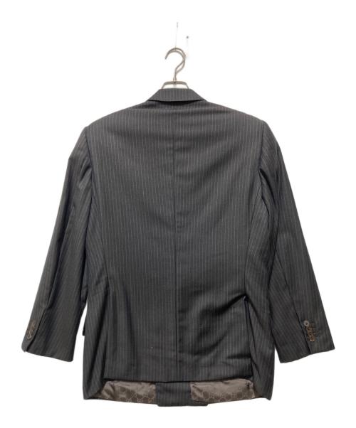 GUCCI（グッチ）GUCCI (グッチ) GG ダブルジャケット サイドベンツ ストライプセットアップスーツ ブラック サイズ:48の古着・服飾アイテム