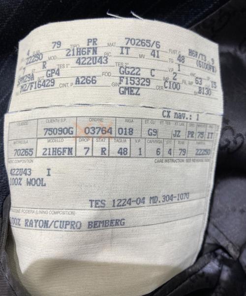 GUCCI（グッチ）GUCCI (グッチ) GG ダブルジャケット サイドベンツ ストライプセットアップスーツ ブラック サイズ:48の古着・服飾アイテム