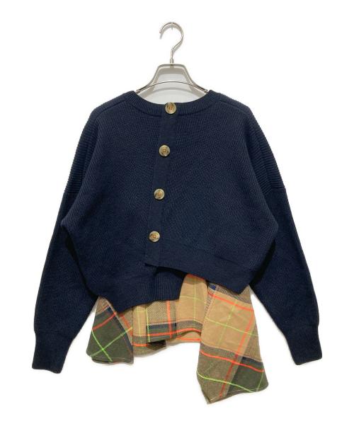 ENFOLD（エンフォルド）ENFOLD (エンフォルド) レイヤードニット ネイビー サイズ:38の古着・服飾アイテム