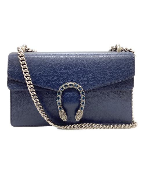 GUCCI（グッチ）GUCCI (グッチ) ミディアムチェーンショルダーバッグ ネイビーの古着・服飾アイテム