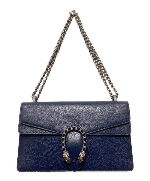 GUCCI（グッチ）GUCCI (グッチ) ミディアムチェーンショルダーバッグ ネイビーの古着・服飾アイテム