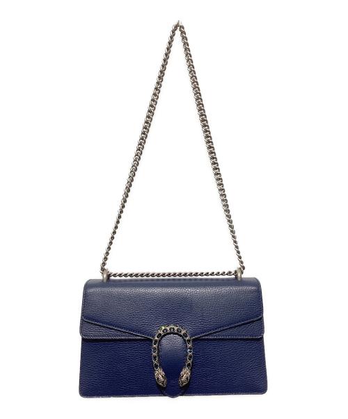 GUCCI（グッチ）GUCCI (グッチ) ミディアムチェーンショルダーバッグ ネイビーの古着・服飾アイテム