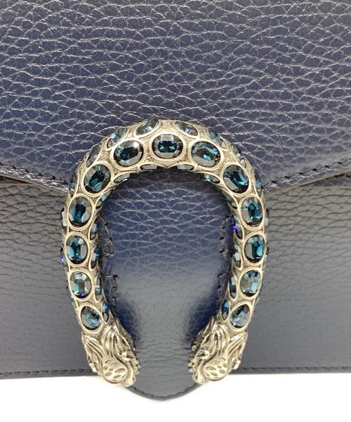 GUCCI（グッチ）GUCCI (グッチ) ミディアムチェーンショルダーバッグ ネイビーの古着・服飾アイテム