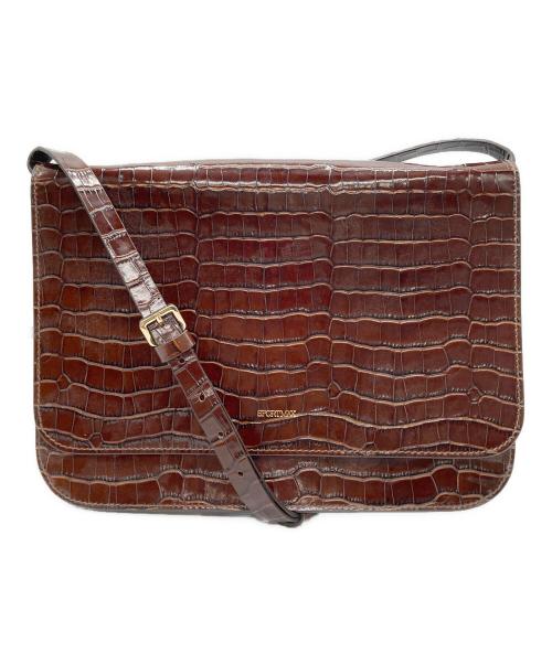 SPORT MAX（スポーツマックス）SPORT MAX (スポーツマックス) GEOクロコ エンベロップ レザー バッグ ブラウンの古着・服飾アイテム