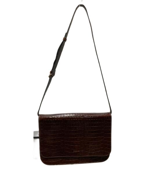 SPORT MAX（スポーツマックス）SPORT MAX (スポーツマックス) GEOクロコ エンベロップ レザー バッグ ブラウンの古着・服飾アイテム