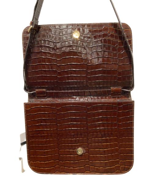 SPORT MAX（スポーツマックス）SPORT MAX (スポーツマックス) GEOクロコ エンベロップ レザー バッグ ブラウンの古着・服飾アイテム