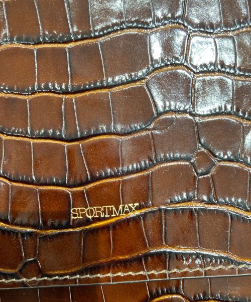 SPORT MAX（スポーツマックス）SPORT MAX (スポーツマックス) GEOクロコ エンベロップ レザー バッグ ブラウンの古着・服飾アイテム