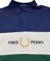中古・古着 FRED PERRY (フレッドペリー) エンブロイドパネル ポロシャツ ネイビー×グリーン サイズ:M：4000円
