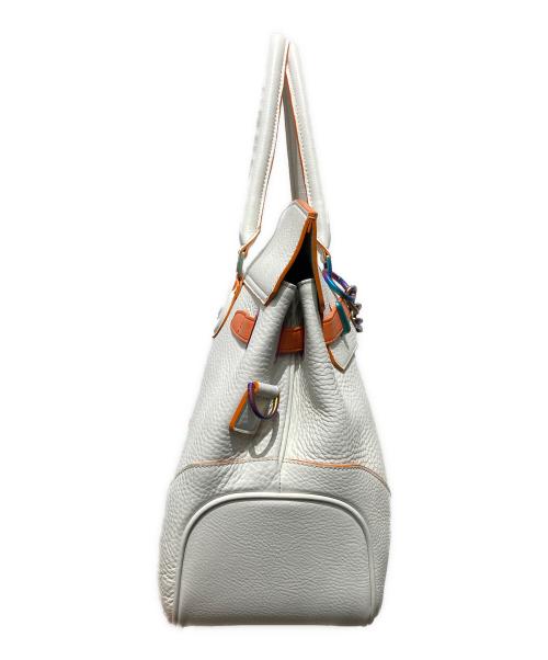 PELLE MORBIDA（ペッレモルビダ）PELLE MORBIDA (ペッレモルビダ) コペンハーゲンフラップボストンバッグ ホワイトの古着・服飾アイテム
