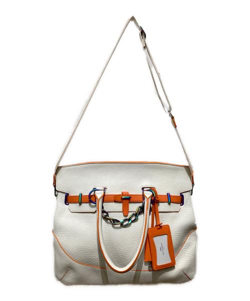 PELLE MORBIDA（ペッレモルビダ）PELLE MORBIDA (ペッレモルビダ) コペンハーゲンフラップボストンバッグ ホワイトの古着・服飾アイテム