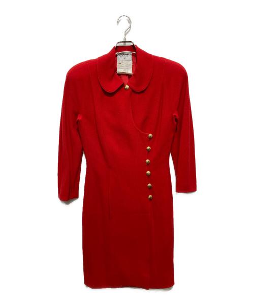 CHANEL（シャネル）CHANEL (シャネル) ビンテージココボタンラウンドカラーコート レッド サイズ:38の古着・服飾アイテム