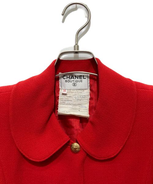 CHANEL（シャネル）CHANEL (シャネル) ビンテージココボタンラウンドカラーコート レッド サイズ:38の古着・服飾アイテム