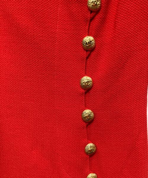 CHANEL（シャネル）CHANEL (シャネル) ビンテージココボタンラウンドカラーコート レッド サイズ:38の古着・服飾アイテム