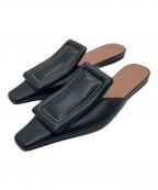 MARNIマルニ）の古着「スクエアトゥ レザーミュール」｜ブラック