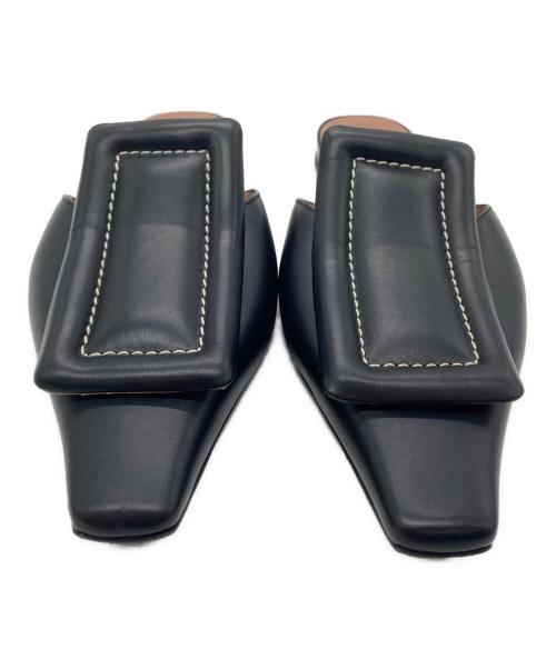 MARNI（マルニ）MARNI (マルニ) スクエアトゥ レザーミュール ブラック サイズ:37 1/2の古着・服飾アイテム