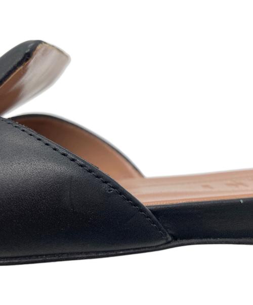 MARNI（マルニ）MARNI (マルニ) スクエアトゥ レザーミュール ブラック サイズ:37 1/2の古着・服飾アイテム