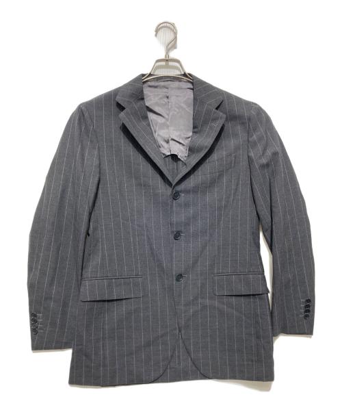 BEAMS F（ビームスエフ）BEAMS F (ビームスエフ) PENCIL STRIPE 3BUTTONS SUITS ペンシル ストライプ 3ボタン セットアップスーツ グレー サイズ:XLの古着・服飾アイテム