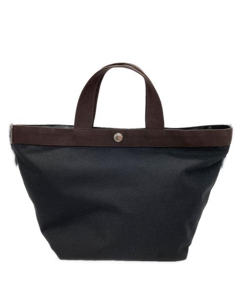 Herve Chapelier（エルベシャプリエ）Herve Chapelier (エルベシャプリエ) コーデュラナイロン舟型トートM ブラック×ブラウンの古着・服飾アイテム
