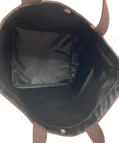 Herve Chapelier（エルベシャプリエ）Herve Chapelier (エルベシャプリエ) コーデュラナイロン舟型トートM ブラック×ブラウンの古着・服飾アイテム