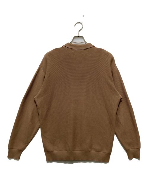 Time is on（タイムイズオン）Time is on (タイムイズオン) LINKS FRONT PANEL L/S ニット シャツ カーディガン ベージュ×ブラウン サイズ:１の古着・服飾アイテム
