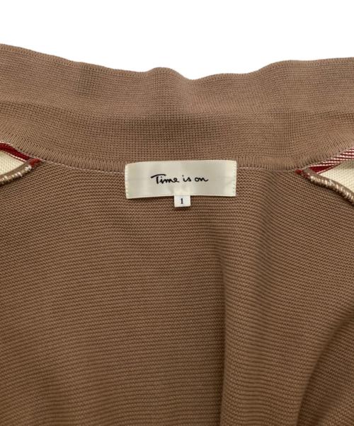 Time is on（タイムイズオン）Time is on (タイムイズオン) LINKS FRONT PANEL L/S ニット シャツ カーディガン ベージュ×ブラウン サイズ:１の古着・服飾アイテム