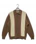 Time is on（タイムイズオン）の古着「LINKS FRONT PANEL L/S ニット シャツ カーディガン」｜ベージュ×ブラウン