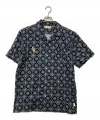 WIND AND SEAウィンダンシー）の古着「PATTERN OPEN COLLAR SHIRT」｜ネイビー×グリーン