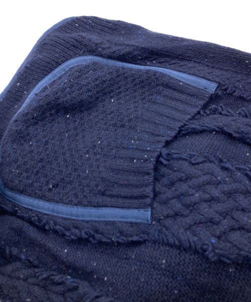 sacai（サカイ）sacai (サカイ) パイピングケーブルニットジャケット ネイビー サイズ:Ｍの古着・服飾アイテム