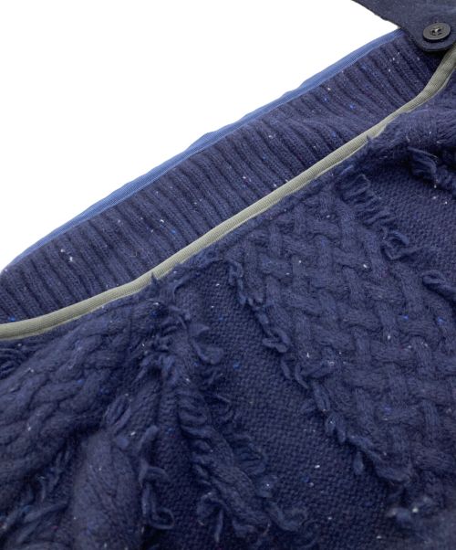 sacai（サカイ）sacai (サカイ) パイピングケーブルニットジャケット ネイビー サイズ:Ｍの古着・服飾アイテム