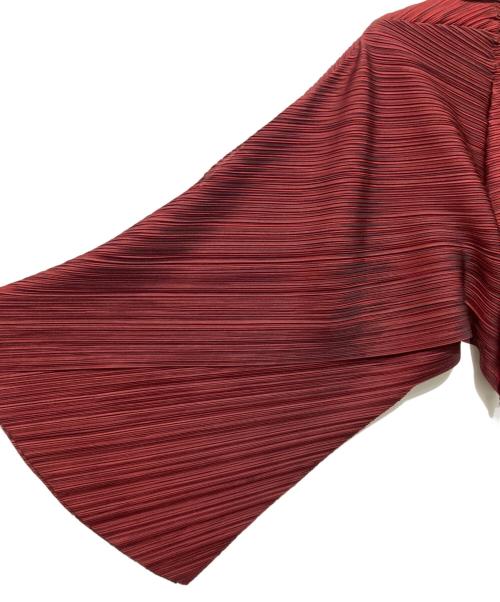ISSEY MIYAKE（イッセイミヤケ）ISSEY MIYAKE (イッセイミヤケ) プリーツカーディガン レッド サイズ:2の古着・服飾アイテム