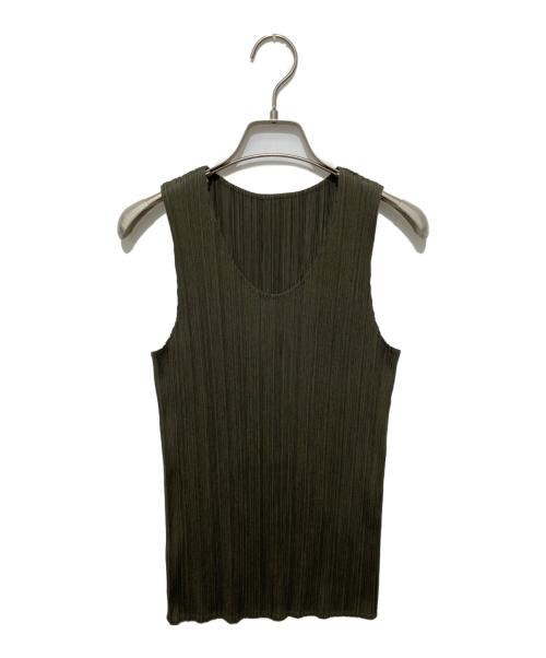 PLEATS PLEASE（プリーツプリーズ）PLEATS PLEASE (プリーツプリーズ) ノースリーブプリーツカットソー グリーン サイズ:3の古着・服飾アイテム