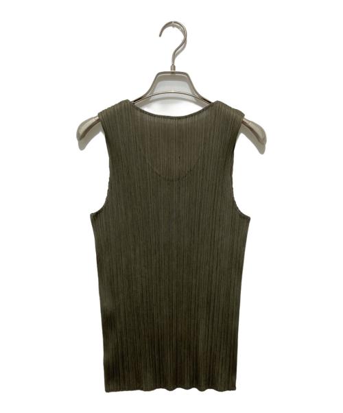 PLEATS PLEASE（プリーツプリーズ）PLEATS PLEASE (プリーツプリーズ) ノースリーブプリーツカットソー グリーン サイズ:3の古着・服飾アイテム