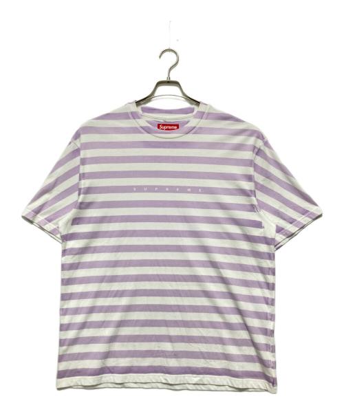 SUPREME（シュプリーム）SUPREME (シュプリーム) 24SS Overprint Stripe S/S Top / オーバープリントストライプTシャツ  パープル×ホワイト サイズ:Mの古着・服飾アイテム