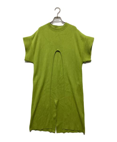 UN3D.（アンスリード）UN3D. (アンスリード) フロントオープンロングベストノースリーブワンピース ライム サイズ:FREEの古着・服飾アイテム
