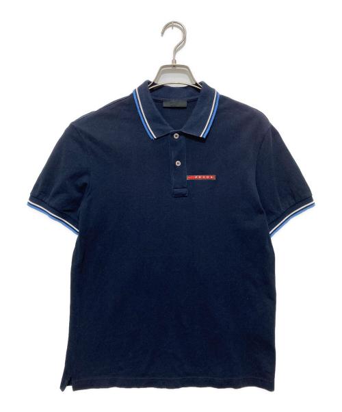 PRADA SPORTS（プラダスポーツ）PRADA SPORTS (プラダスポーツ) ロゴプレート 鹿の子ポロシャツ ネイビー サイズ:Mの古着・服飾アイテム