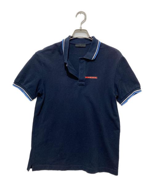 PRADA SPORTS（プラダスポーツ）PRADA SPORTS (プラダスポーツ) ロゴプレート 鹿の子ポロシャツ ネイビー サイズ:Mの古着・服飾アイテム