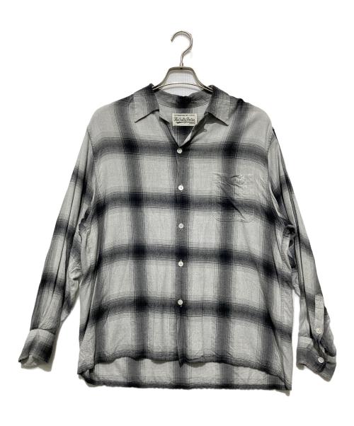 WACKO MARIA（ワコマリア）WACKO MARIA (ワコマリア) OMBRE CHECK OPEN COLLAR SHIRT L/S オンブレチェックオープンカラーシャツ グレー サイズ:Mの古着・服飾アイテム