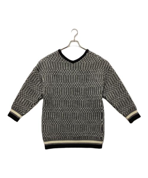 77circa（ナナナナサーカ）77circa (ナナナナサーカ) Vネックニット ブラック×グレー サイズ:ONEの古着・服飾アイテム