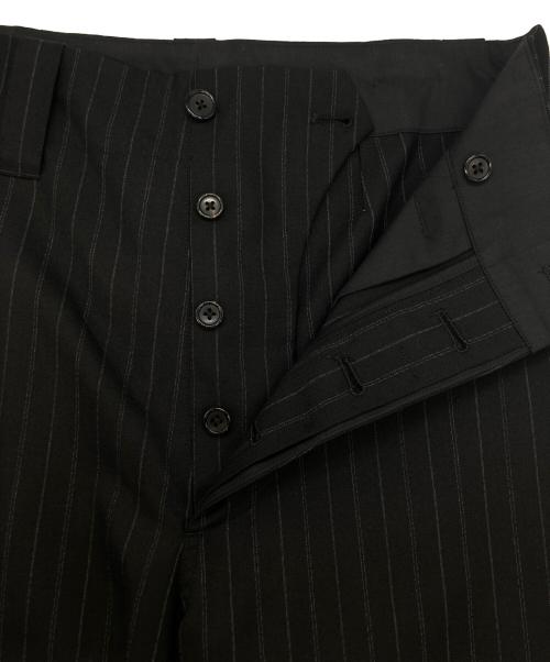 MARGARET HOWELL（マーガレットハウエル）MARGARET HOWELL (マーガレットハウエル) FOX BROTHERS (フォックスブラザーズ) ウールストライプ ワイドパンツ ブラック サイズ:Sの古着・服飾アイテム