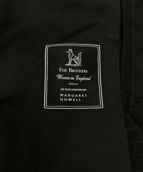 MARGARET HOWELL（マーガレットハウエル）MARGARET HOWELL (マーガレットハウエル) FOX BROTHERS (フォックスブラザーズ) ウールストライプ ワイドパンツ ブラック サイズ:Sの古着・服飾アイテム