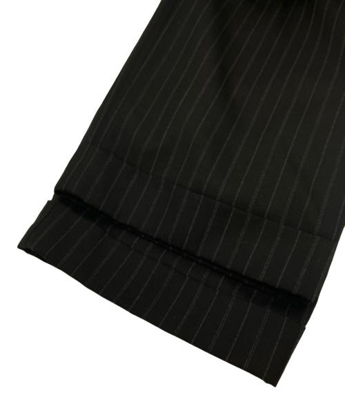 MARGARET HOWELL（マーガレットハウエル）MARGARET HOWELL (マーガレットハウエル) FOX BROTHERS (フォックスブラザーズ) ウールストライプ ワイドパンツ ブラック サイズ:Sの古着・服飾アイテム