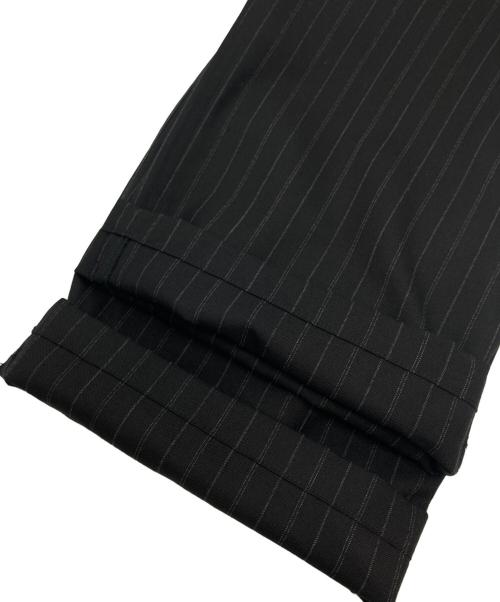 MARGARET HOWELL（マーガレットハウエル）MARGARET HOWELL (マーガレットハウエル) FOX BROTHERS (フォックスブラザーズ) ウールストライプ ワイドパンツ ブラック サイズ:Sの古着・服飾アイテム