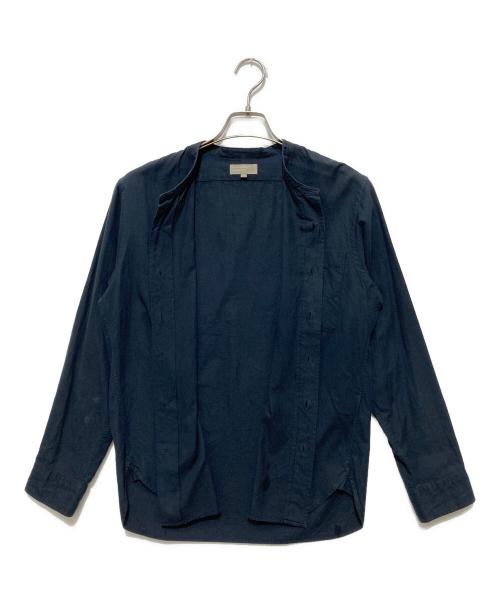 MARGARET HOWELL（マーガレットハウエル）MARGARET HOWELL (マーガレットハウエル) コットンバンドカラーシャツ/長袖シャツ ネイビー サイズ:Sの古着・服飾アイテム